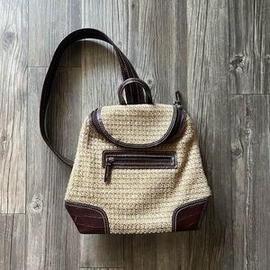 Liz Claiborne Woven Tan and Brown Backpack